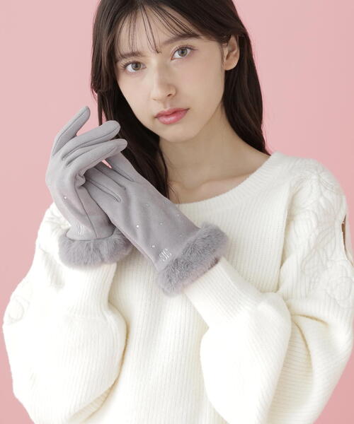 セール】◇リンクJフェイクスエードファーグローブ（手袋