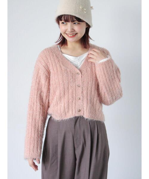 ehka sopo（エヘカソポ）の「プレート付Vネックカーディガン（カーディガン/ボレロ・レディース・ピンク/キナリ/ネイビー・F）」の19枚目の写真