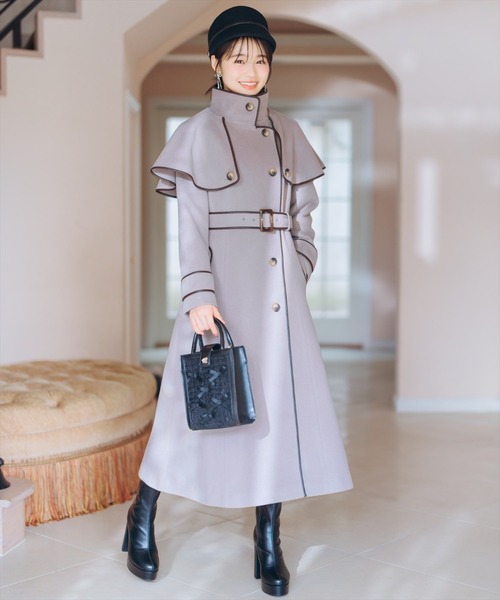 WILLSELECTION（ウィルセレクション）の「配色ケープコート（その他アウター・レディース・ブラウン/オフホワイト/ピンク・FREE）」の2枚目の写真