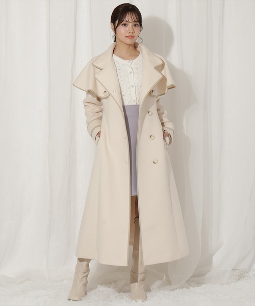 オフホワイトロングケープコート　サイズ42 40 セール】配色ケープコート（その他アウター）｜WILLSELECTION（ウィル