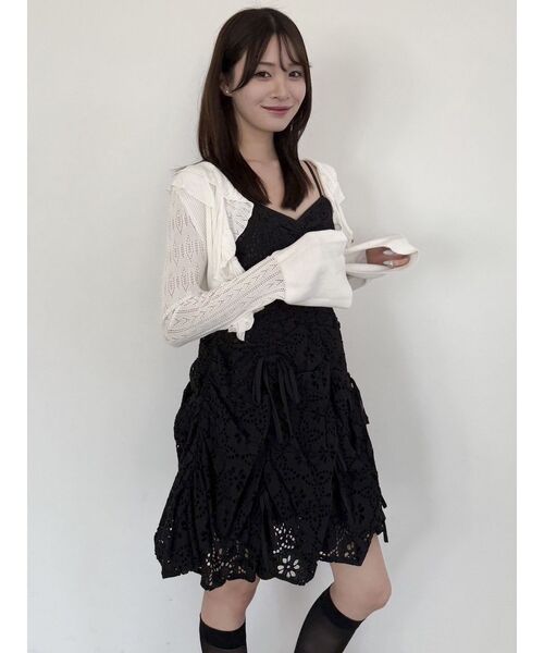 【SALE】　dazzlin ペプラムフリルリボンカーデ　0225228001 ペプラムフリルリボンカーデ[品番：MKSW0061629]｜dazzlin