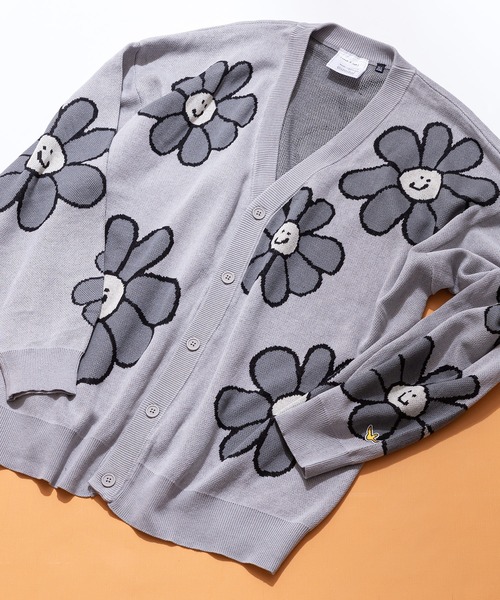 【（What it isNt）ART BY MARKGONZALES / (ワットイットイズント) アートバイマークゴンザレス】シャギーダブルジャガード ニットカーディガンユニセックス