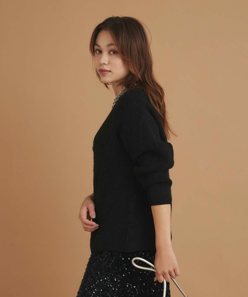 Edit Sheen（エディットシーン）の「Vネックニットカーディガン（カーディガン/ボレロ・レディース・ブラック/アイボリー・M）」の3枚目の写真