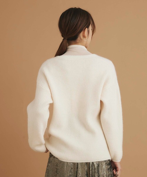 Edit Sheen（エディットシーン）の「Vネックニットカーディガン（カーディガン/ボレロ・レディース・ブラック/アイボリー・M）」の7枚目の写真