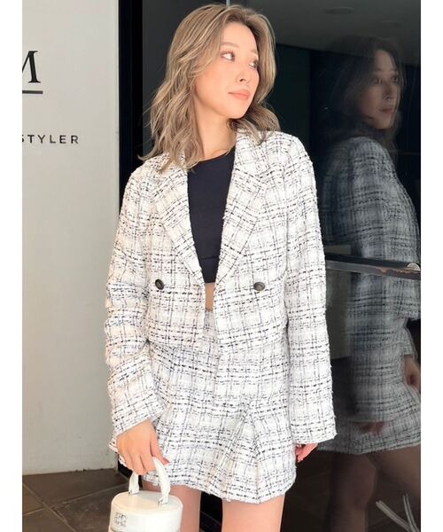 GYDA(ジェイダ)の「TWEEDタックプリーツスカートライクショートパンツ【SETUP着用可】(スカート・レディース・オフホワイト/ブラック・FREE)」の5枚目の写真