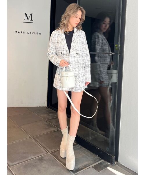 GYDA(ジェイダ)の「TWEEDタックプリーツスカートライクショートパンツ【SETUP着用可】(スカート・レディース・オフホワイト/ブラック・FREE)」の9枚目の写真