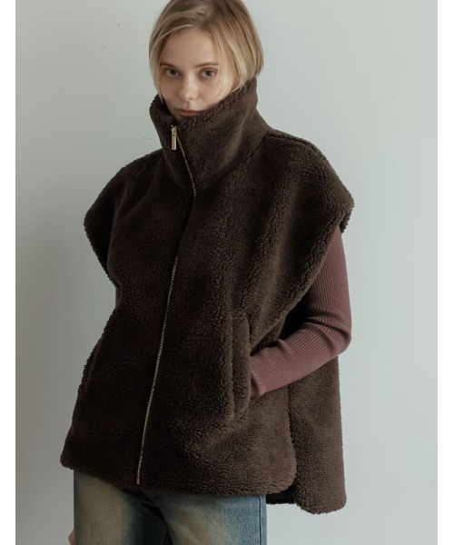 ボアスタンドカラーベスト 2024-25 WINTER COLLECTION]スタンドカラーボアベスト（ダウン
