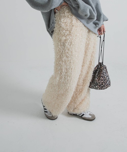 bohmal（ボマール）の「フェザーフリンジパンツ（その他パンツ・レディース・アイボリー/ブラック・FREE）」の3枚目の写真