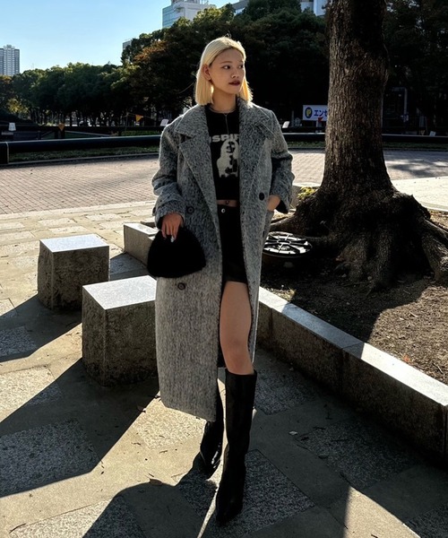 アナイ 23AW 現行タグ ロングコート スタンドカラー モヘア混 シャギー