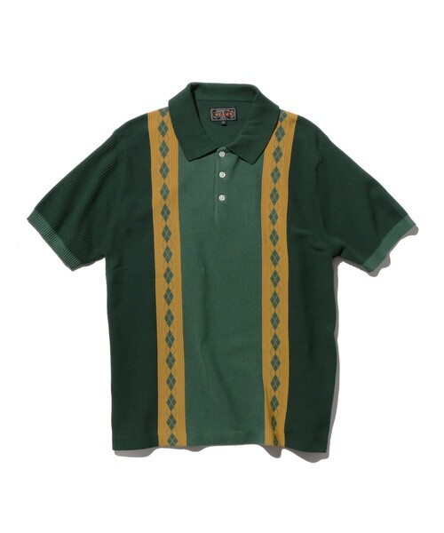 BEAMS PLUS(ビームスプラス)の「ストライプ アーガイル ニット ポロシャツ(ポロシャツ・メンズ・ネイビー/グリーン/ブラウン・XL/L/M/S)」の2枚目の写真