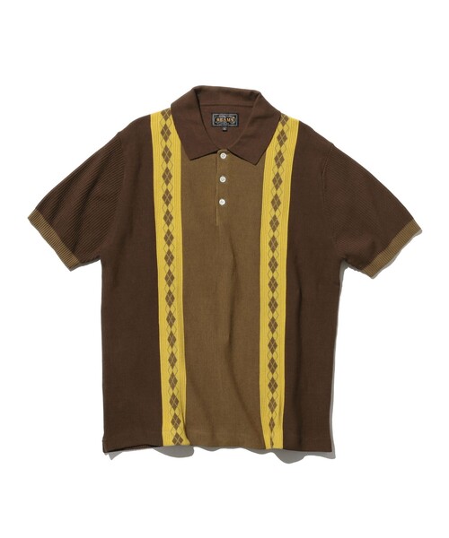BEAMS PLUS(ビームスプラス)の「ストライプ アーガイル ニット ポロシャツ(ポロシャツ・メンズ・ネイビー/グリーン/ブラウン・XL/L/M/S)」の4枚目の写真
