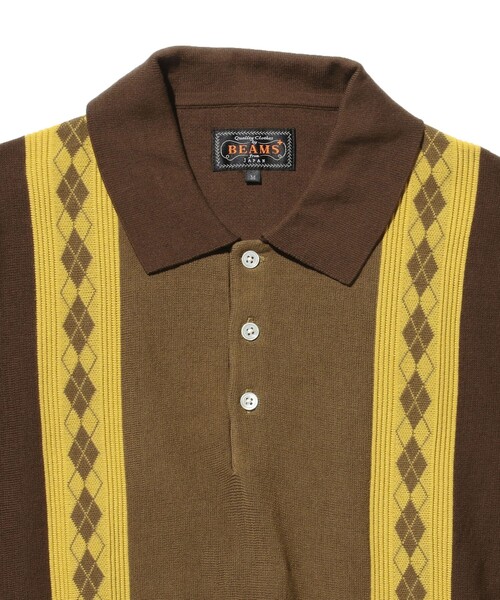 BEAMS PLUS(ビームスプラス)の「ストライプ アーガイル ニット ポロシャツ(ポロシャツ・メンズ・ネイビー/グリーン/ブラウン・XL/L/M/S)」の5枚目の写真