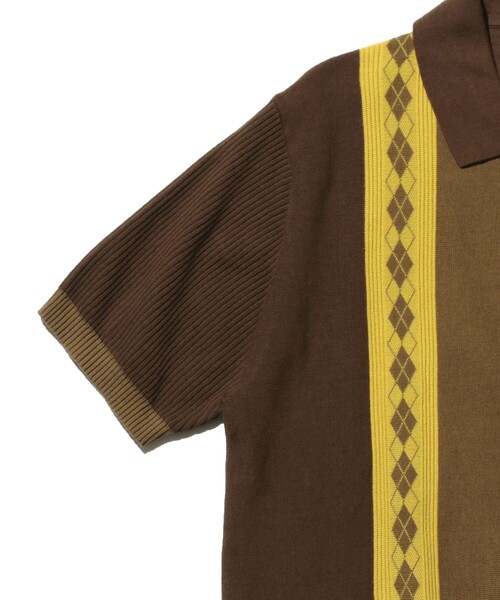 【BROWN】ストライプ アーガイル ニット ポロシャツ BEAMS OUTLET｜ストライプ アーガイル ニット ポロシャツ | Rakuten