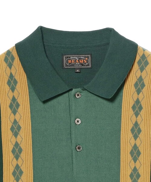 BEAMS PLUS(ビームスプラス)の「ストライプ アーガイル ニット ポロシャツ(ポロシャツ・メンズ・ネイビー/グリーン/ブラウン・XL/L/M/S)」の20枚目の写真