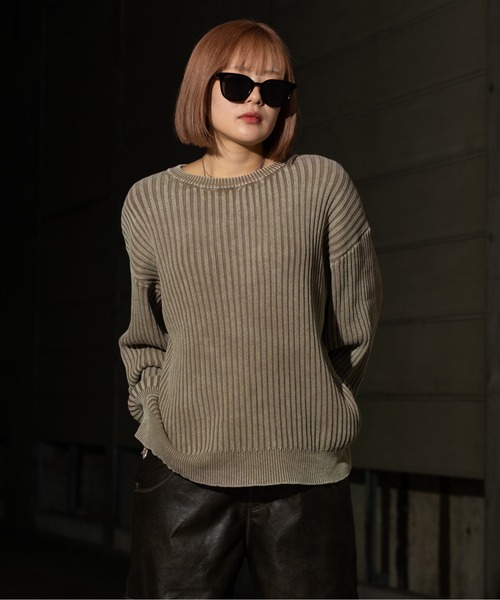 sedacle(セダクル)の「ピグメントルーズリブニット(ニット/セーター・メンズ・ベージュ/カーキ/ネイビー・LARGE/MEDIUM/SMALL)」の2枚目の写真