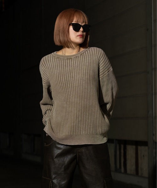 sedacle(セダクル)の「ピグメントルーズリブニット(ニット/セーター・メンズ・ベージュ/カーキ/ネイビー・LARGE/MEDIUM/SMALL)」の6枚目の写真