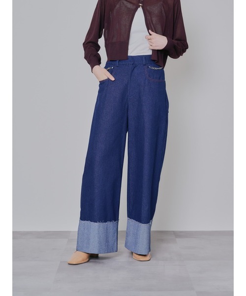 doll up oopsチェーンポイントデニムワイドパンツ18800円 doll up oopsチェーンポイントデニムワイドパンツ18800円