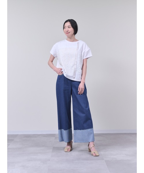 DOLLUPOOPS（ドールアップウップス）の「チェーンポイントデニムワイドパンツ（デニムパンツ・レディース・ネイビー/ブルー・38）」の3枚目の写真