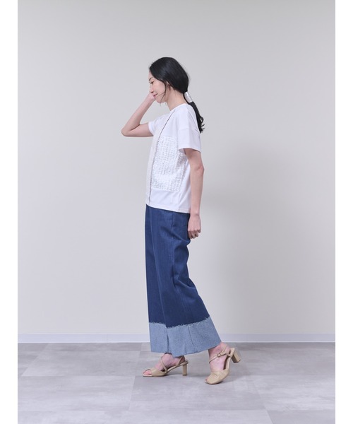 DOLLUPOOPS（ドールアップウップス）の「チェーンポイントデニムワイドパンツ（デニムパンツ・レディース・ネイビー/ブルー・38）」の4枚目の写真