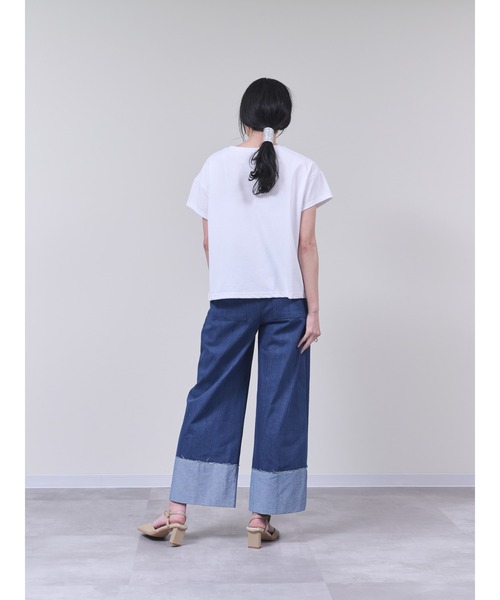 DOLLUPOOPS（ドールアップウップス）の「チェーンポイントデニムワイドパンツ（デニムパンツ・レディース・ネイビー/ブルー・38）」の5枚目の写真