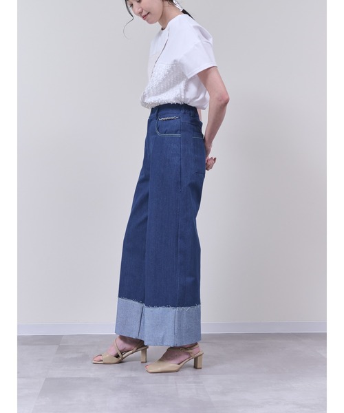 DOLLUPOOPS（ドールアップウップス）の「チェーンポイントデニムワイドパンツ（デニムパンツ・レディース・ネイビー/ブルー・38）」の6枚目の写真