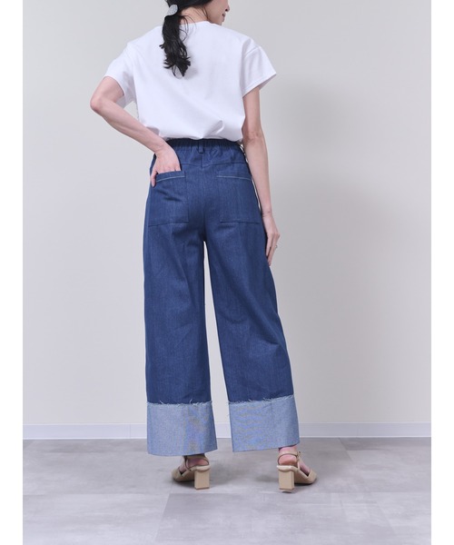 DOLLUPOOPS（ドールアップウップス）の「チェーンポイントデニムワイドパンツ（デニムパンツ・レディース・ネイビー/ブルー・38）」の7枚目の写真