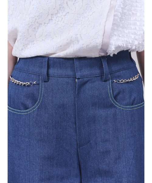 DOLLUPOOPS（ドールアップウップス）の「チェーンポイントデニムワイドパンツ（デニムパンツ・レディース・ネイビー/ブルー・38）」の8枚目の写真