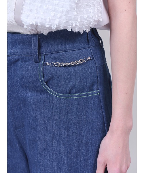 DOLLUPOOPS（ドールアップウップス）の「チェーンポイントデニムワイドパンツ（デニムパンツ・レディース・ネイビー/ブルー・38）」の9枚目の写真