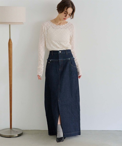 titivate（ティティベイト）の「デニム切り替えストレートスカート（デニムスカート・レディース・インディゴブルー/グレー/ライトブルー・FREE）」の22枚目の写真