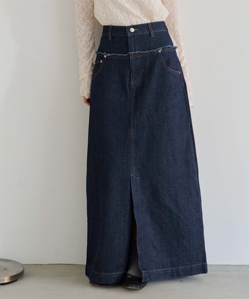 titivate（ティティベイト）の「デニム切り替えストレートスカート（デニムスカート・レディース・インディゴブルー/グレー/ライトブルー・FREE）」の21枚目の写真