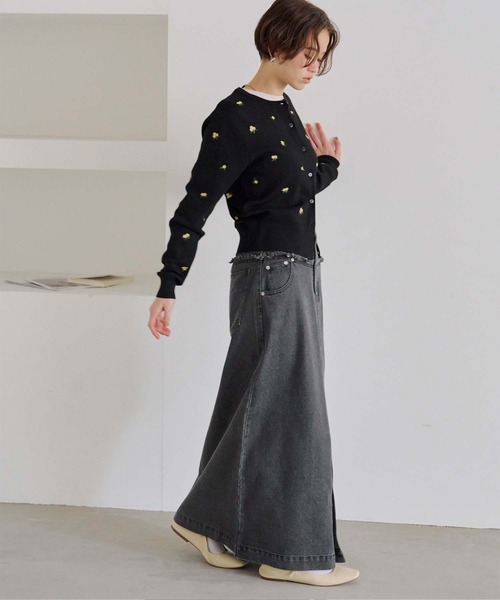 titivate（ティティベイト）の「デニム切り替えストレートスカート（デニムスカート・レディース・インディゴブルー/グレー/ライトブルー・FREE）」の9枚目の写真