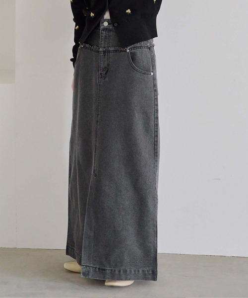 titivate（ティティベイト）の「デニム切り替えストレートスカート（デニムスカート・レディース・インディゴブルー/グレー/ライトブルー・FREE）」の8枚目の写真