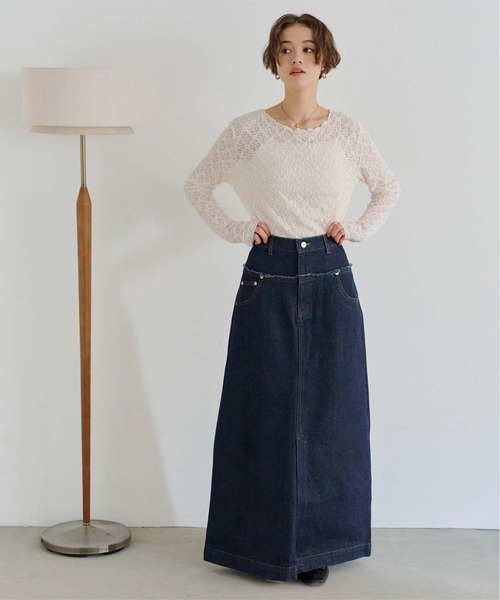 titivate（ティティベイト）の「デニム切り替えストレートスカート（デニムスカート・レディース・インディゴブルー/グレー/ライトブルー・FREE）」の17枚目の写真