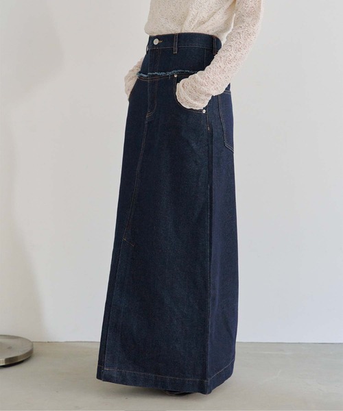 titivate（ティティベイト）の「デニム切り替えストレートスカート（デニムスカート・レディース・インディゴブルー/グレー/ライトブルー・FREE）」の16枚目の写真