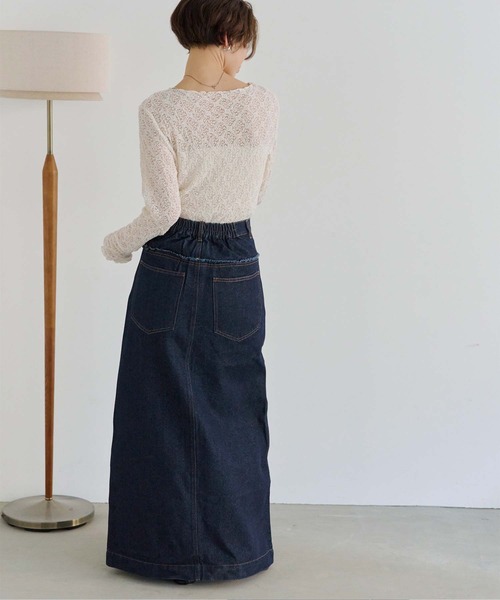 titivate（ティティベイト）の「デニム切り替えストレートスカート（デニムスカート・レディース・インディゴブルー/グレー/ライトブルー・FREE）」の15枚目の写真
