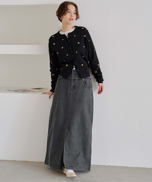 titivate（ティティベイト）の「デニム切り替えストレートスカート（デニムスカート・レディース・インディゴブルー/グレー/ライトブルー・FREE）」の6枚目の写真