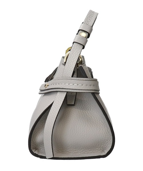 【本革】LORISTELLAレザー ショルダーバッグ/ハンドバッグ/グレー ロリステッラ LORISTELLA シュリンクレザーハンドバッグ