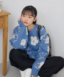 RETRO GIRL | フラワージャガードカーデ(ニット/セーター)