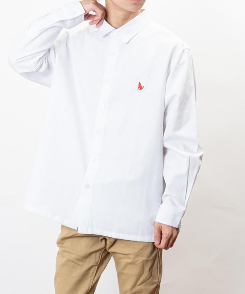 Healthknit Product(ヘルスニットプロダクト)の「Healthknit Product ヘルスニットプロダクト コヨーテ 刺繍 オックスフォード シャツ(GW)(シャツ/ブラウス・メンズ・ブルー系/ネイビー/ネイビー系/ホワイト・XL/L/M)」の6枚目の写真