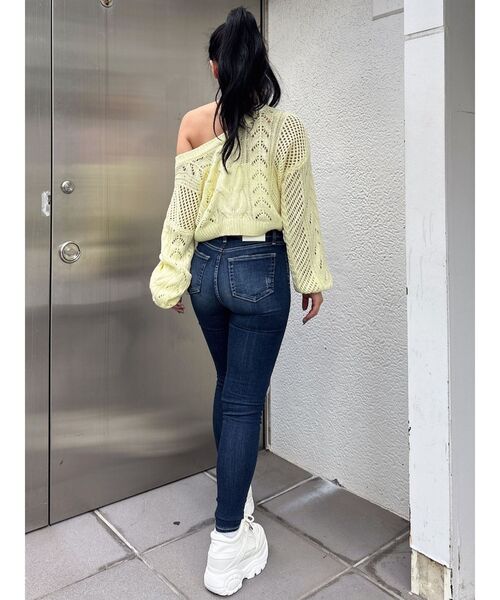 GYDA（ジェイダ）の「2WAYメッシュブリーチニットトップス（ニット/セーター・レディース・ライトイエロー/チャコールグレー/ネイビー・FREE）」の10枚目の写真