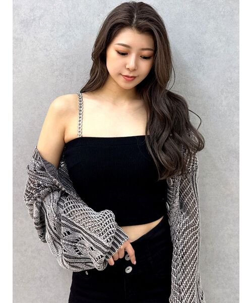 GYDA（ジェイダ）の「2WAYメッシュブリーチニットトップス（ニット/セーター・レディース・ライトイエロー/チャコールグレー/ネイビー・FREE）」の17枚目の写真