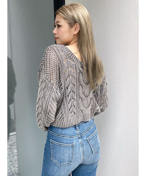 GYDA（ジェイダ）の「2WAYメッシュブリーチニットトップス（ニット/セーター・レディース・ライトイエロー/チャコールグレー/ネイビー・FREE）」の22枚目の写真