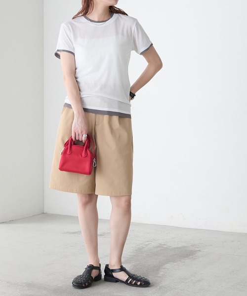 BONLECILL(ボンルシール)の「シアーテレコレイヤード風半袖TEE(Tシャツ/カットソー・レディース・ブラック/オフホワイト/ネイビー/オレンジ/ミント/ベージュ系・FREE)」の21枚目の写真