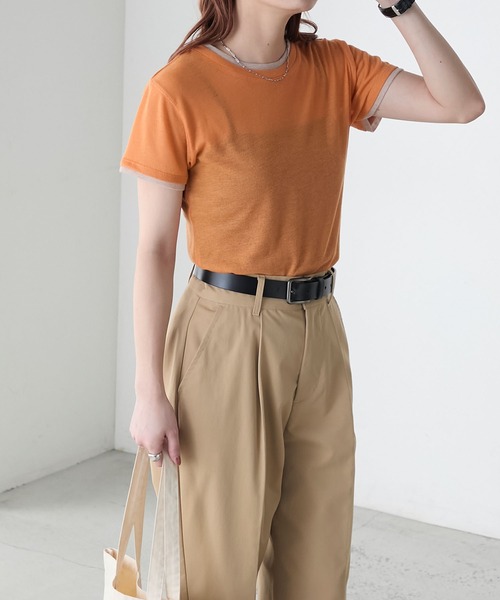 tシャツ 「着回し力抜群」ベアテレコカットソー レディース La boutique Bonbon tシャツ 「着回し力抜群」シアーテレコ5分袖
