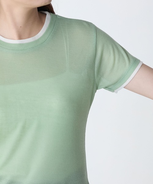 BONLECILL(ボンルシール)の「シアーテレコレイヤード風半袖TEE(Tシャツ/カットソー・レディース・ブラック/オフホワイト/ネイビー/オレンジ/ミント/ベージュ系・FREE)」の9枚目の写真