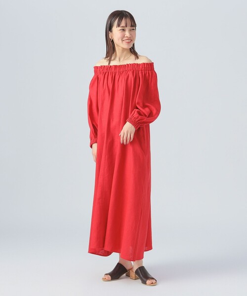 レッド オフショルダー マキシ丈 パーティーワンピース da344d3_12.jpg