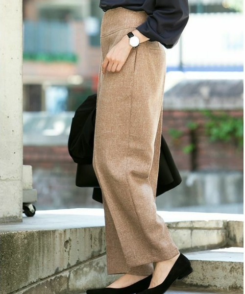 aquagarage（アクアガレージ）の「ツイード調ハイウエストテーパードパンツ（その他パンツ・レディース・ブラック/ベージュ/グレー/チャコール・M/LL/S/L）」の4枚目の写真