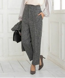 ツイード調ハイウエストテーパードパンツ