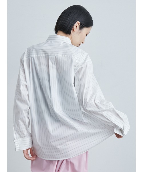 MIESROHE（ミースロエ）の「ベーシックダブルカフスシャツ（シャツ/ブラウス・レディース・ホワイト/ストライプ/チェック/ブルー・FREE）」の5枚目の写真