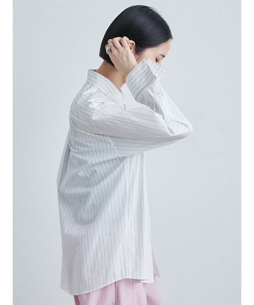 MIESROHE（ミースロエ）の「ベーシックダブルカフスシャツ（シャツ/ブラウス・レディース・ホワイト/ストライプ/チェック/ブルー・FREE）」の7枚目の写真